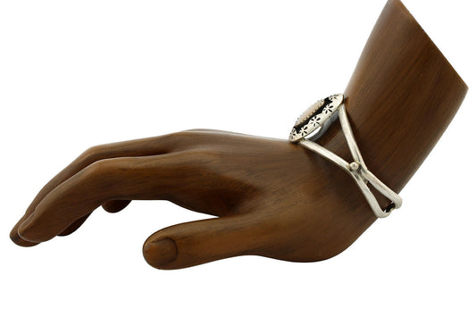 Navajo Bracelet .925 Silver Natural MOP Artist Signed IJC C.90's