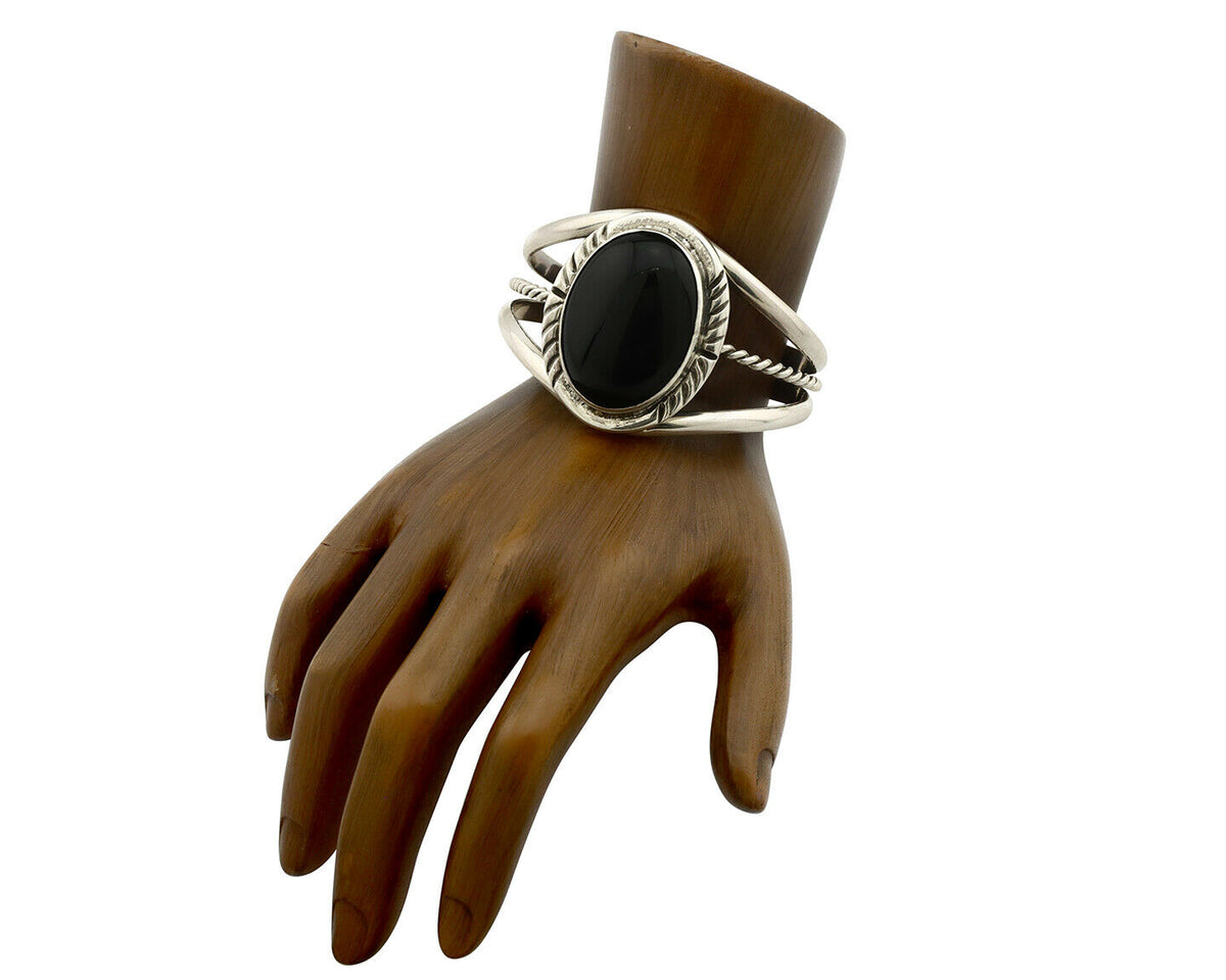 Navajo Bracelet .925 Silver Black Onyx Artist Native American C.90's
