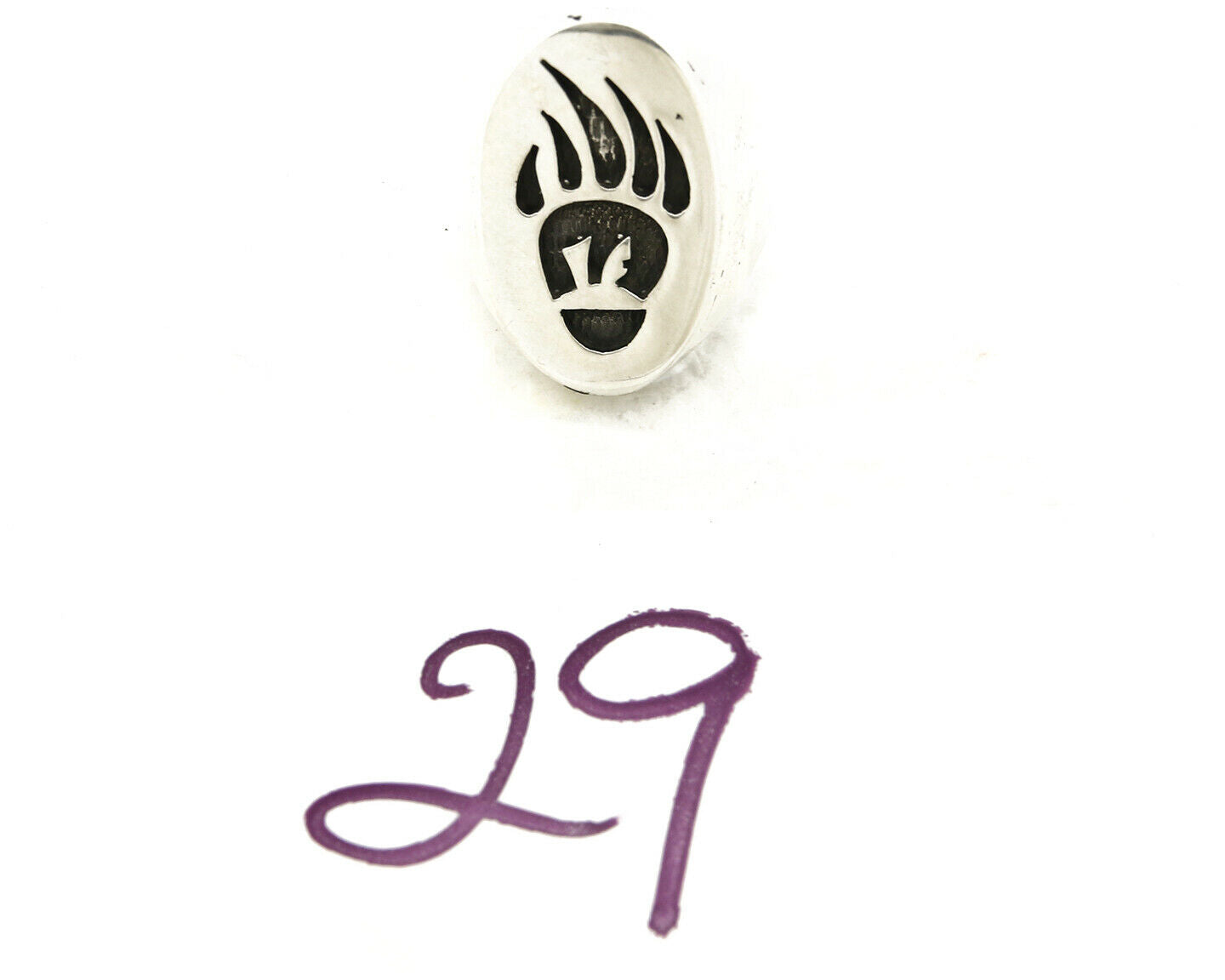 Navajo Ring .925 SOLID Silver Handmade Overlay Artist Native American 1980's