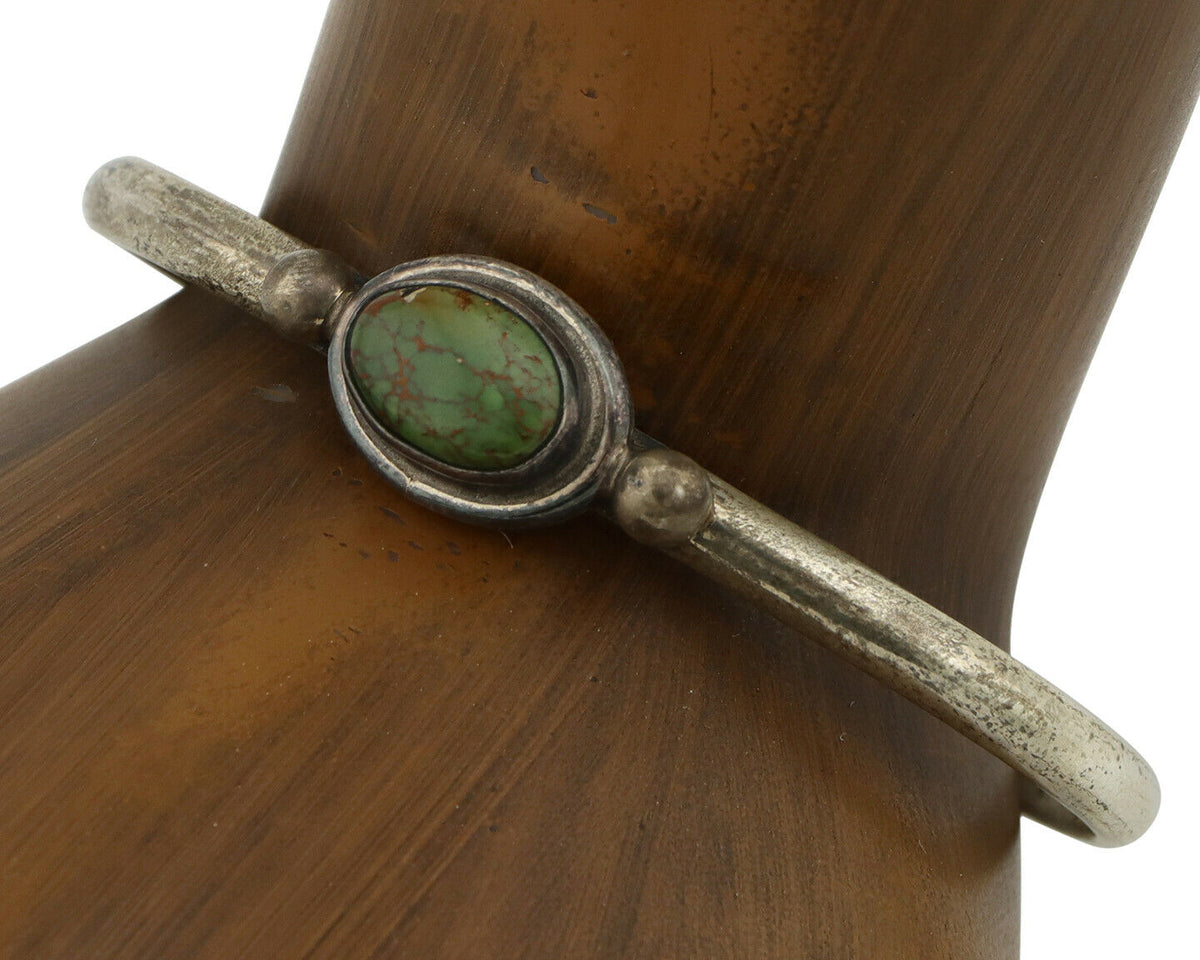 Navajo Bracelet .925 Silver Spiderweb Turquoise Native American Artist C.90's