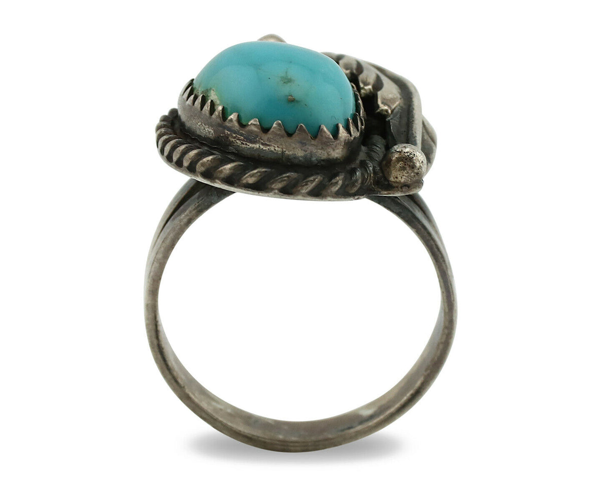 Navajo Ring .925 Silver Blue Turquoise Native American Artist C.1980's