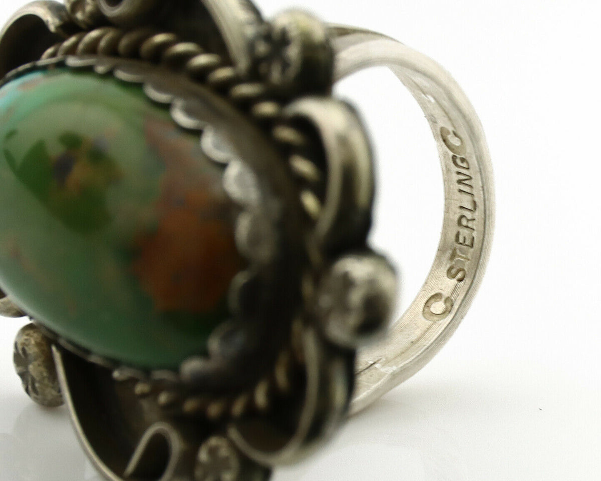 Navajo Ring .925 Silver Royston Turquoise Artist Signed CC C.1980's