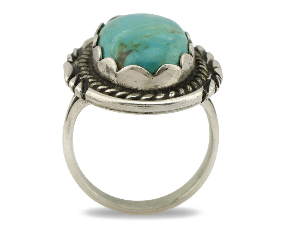 Navajo Ring .925 Silver Turquoise Mountain Apache MFG C.80's