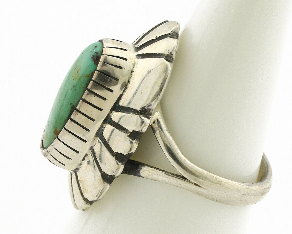 Navajo Ring .925 Silver Natural Mined Turquoise Artist Signed M Montoya C.80's