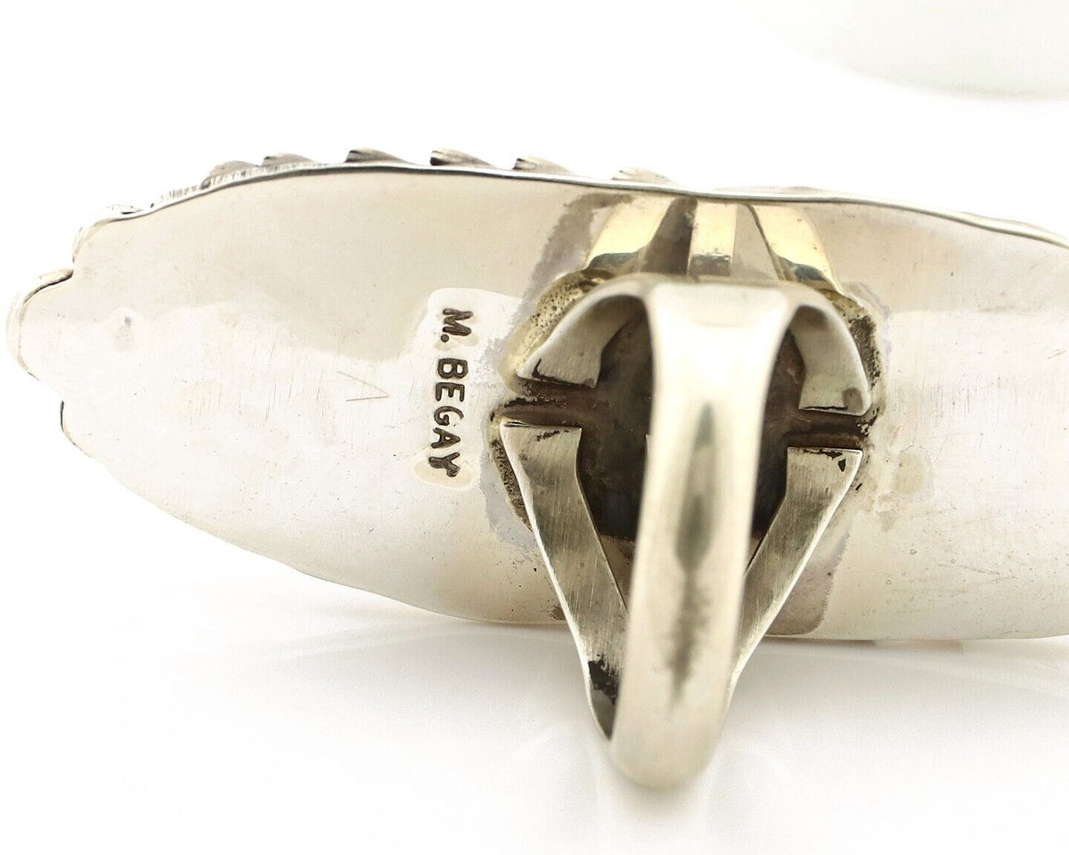 Navajo Ring 925 Silver Natural Blue Gem Turquoise Artist Signed Mike Begay C.80s