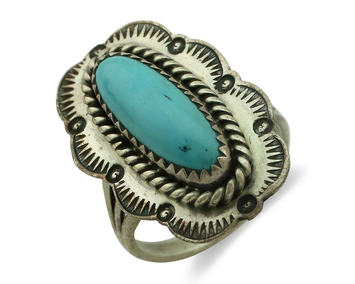 Navajo Ring 925 Silver Turquoise Native American Artist C.80's