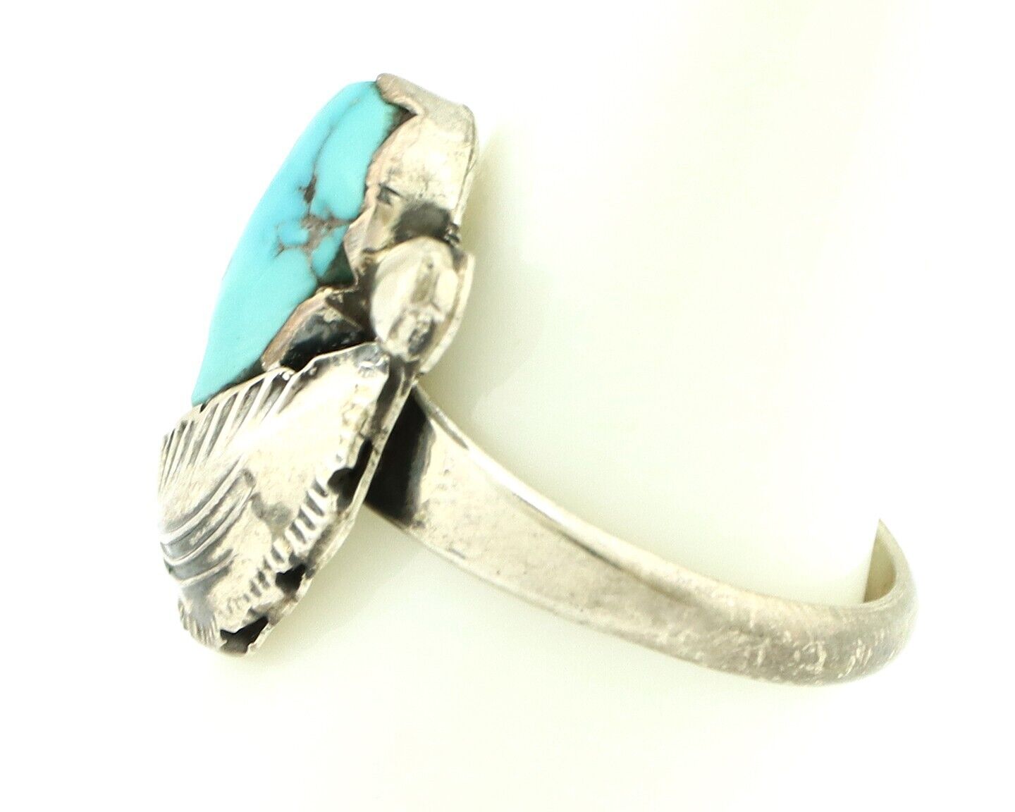 Zuni Ring 925 Silver Natural Blue Turquoise Artist Signed Simplicio C.80's