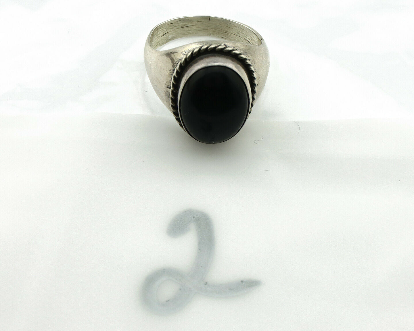 Navajo Ring .925 Silver Handmade Black Onyx Native American Artist C.80's