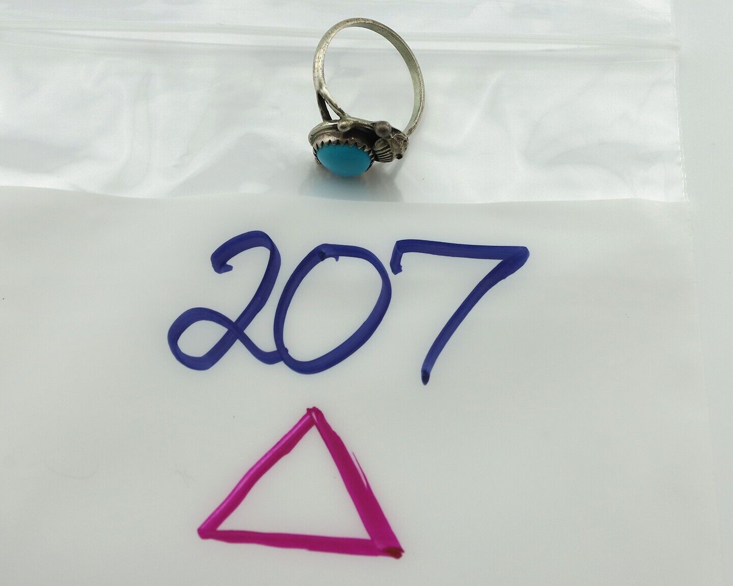 Navajo Ring .925 Silver Natural Blue Mined Southwest Turquoise Native Artist C80
