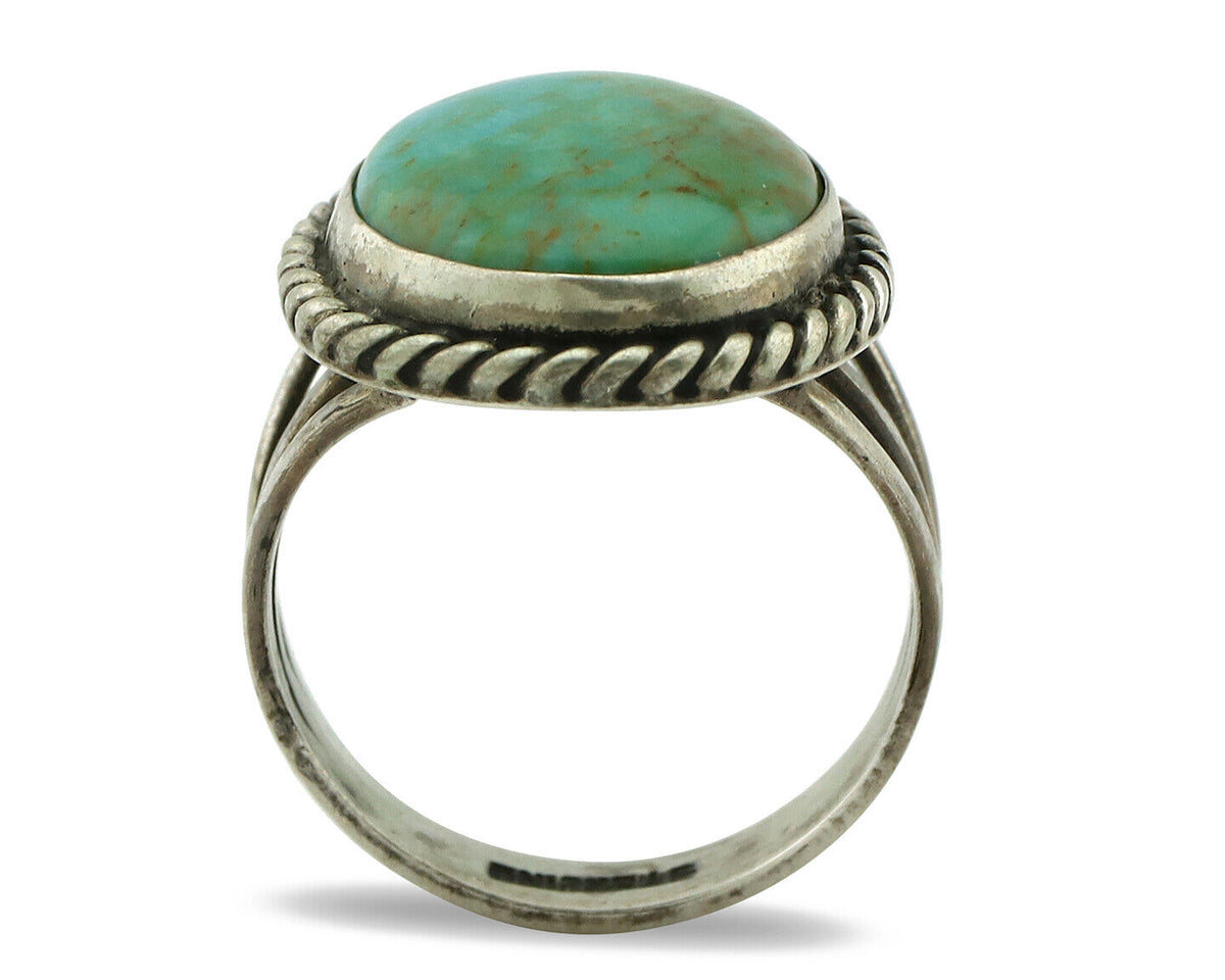 Navajo Ring 925 Silver Turq Mtn Turquoise Native American Artist C.80's