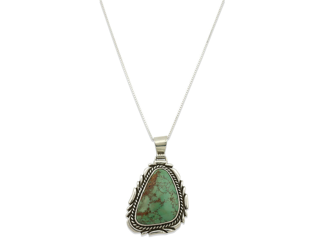 Navajo Kingman Turquoise Pendant .925 Silver Artist Signed Sunrise C.80's