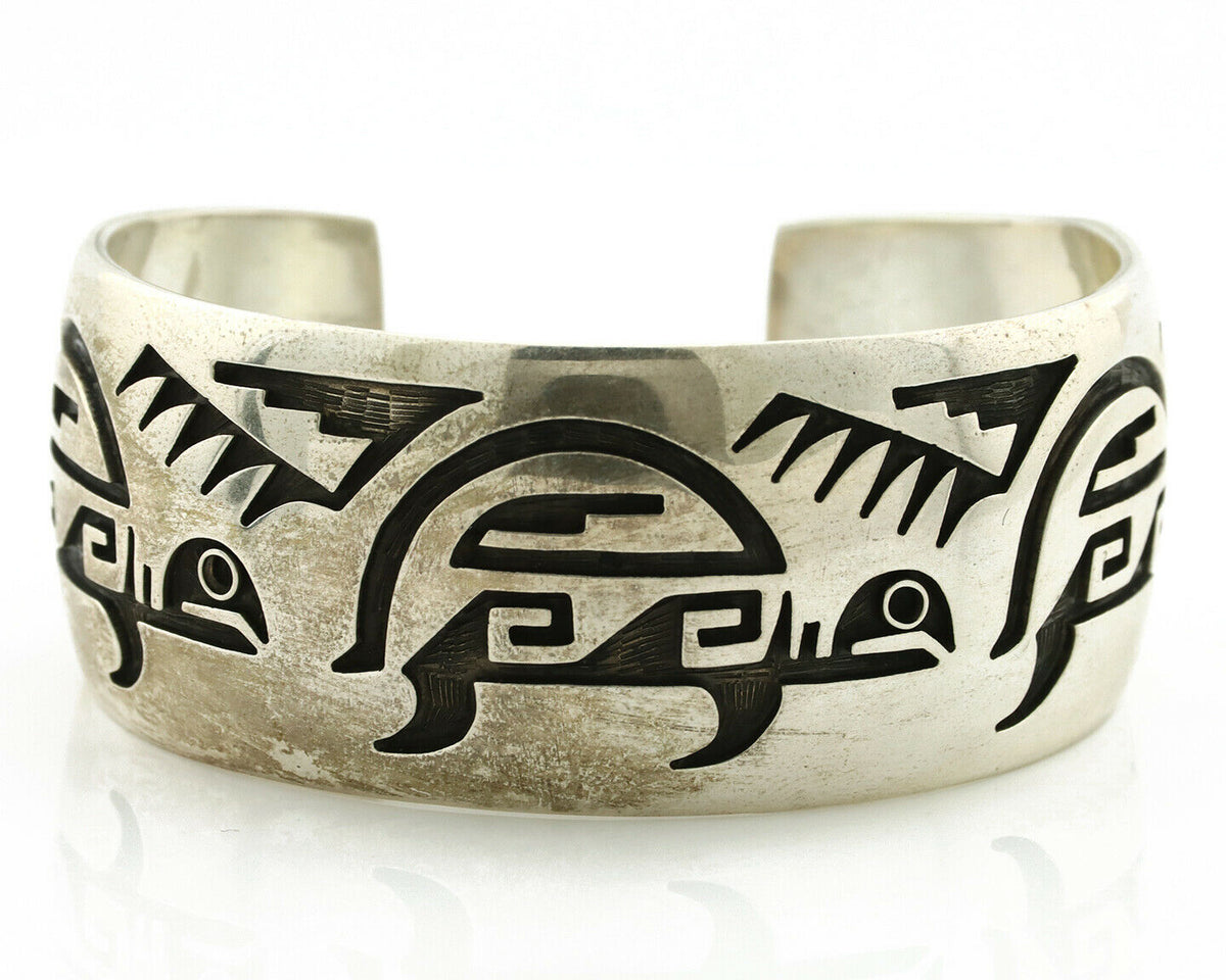 Hopi Turtle Bracelet .925 Silver Artist Signed Floyd Namingha C.90's