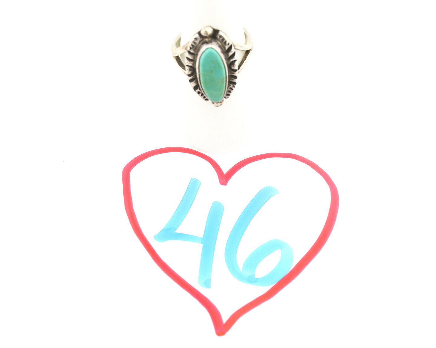 Navajo Ring .925 Silver Kingman Turquoise Artist Signed Gecko C.1980's