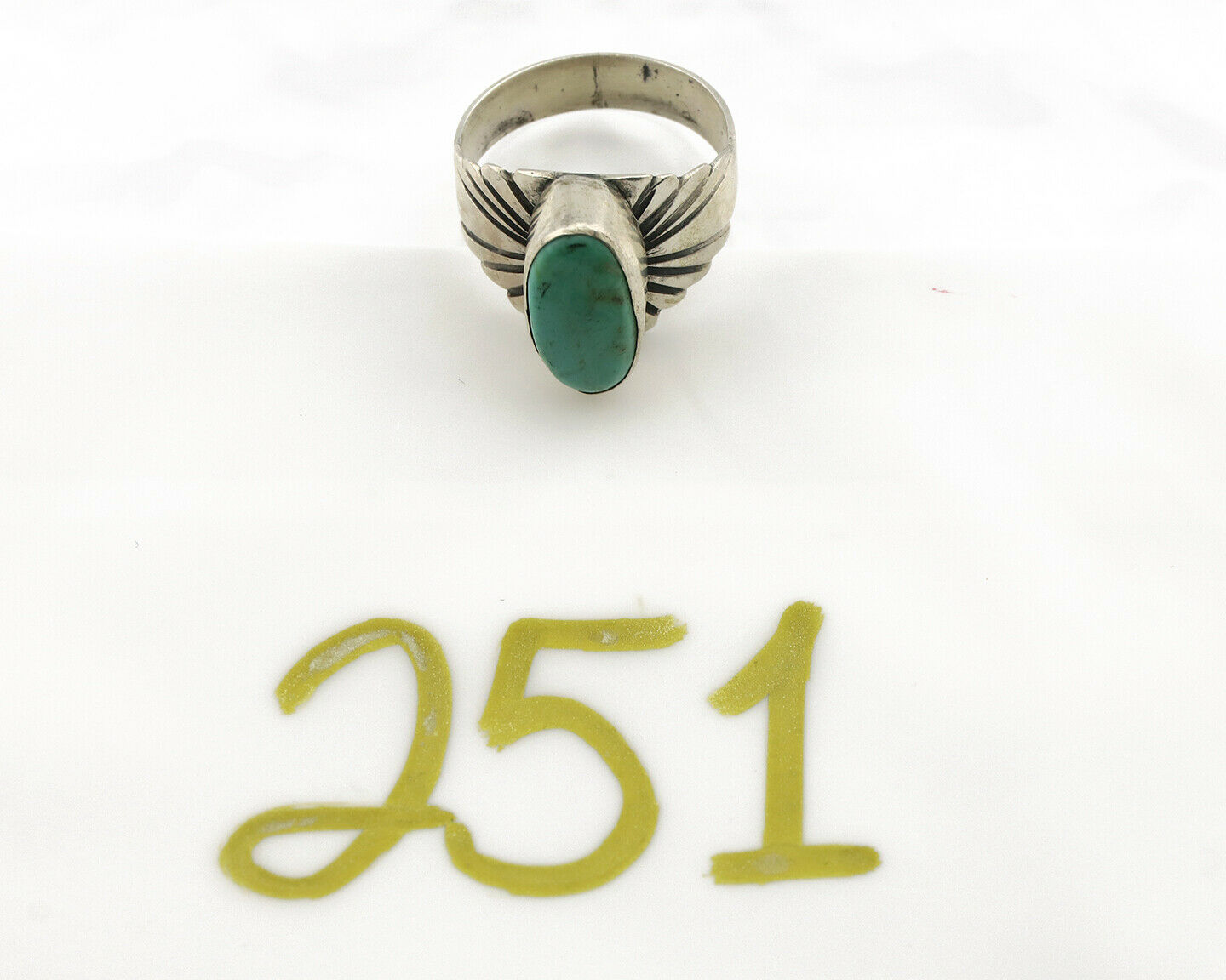 Navajo Ring .925 Silver Kingman Turquoise Artist Signed Apache C.80's