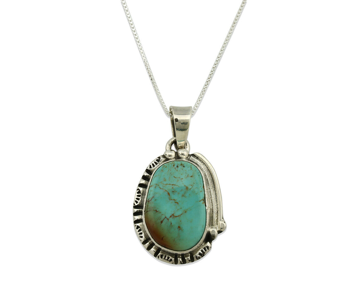 Navajo Necklace .925 Silver Kingman Turquoise Signed Gecko C.1980's