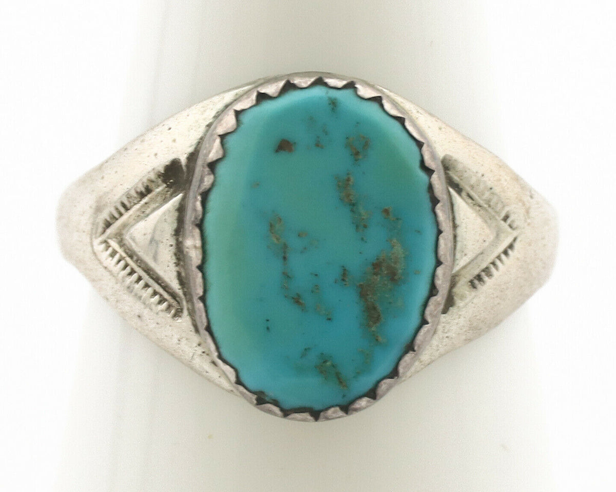 Zuni Ring .925 Silver Natural Blue Turquoise Native American Artist C.1980's