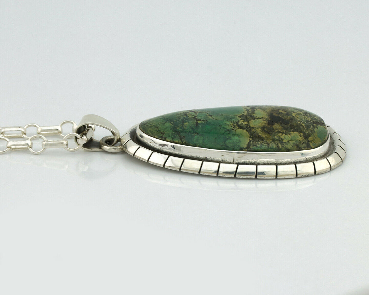 Navajo Pendant .925 Silver Green Turquoise Native American C.80's