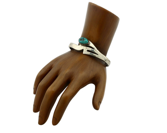 Navajo Bracelet .925 Silver Sleeping Beauty Turquoise Artist Tono C.80's