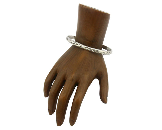 Navajo Bracelet .925 Silver Hand Stamped Arrow Head Artist I Montoya C.80's