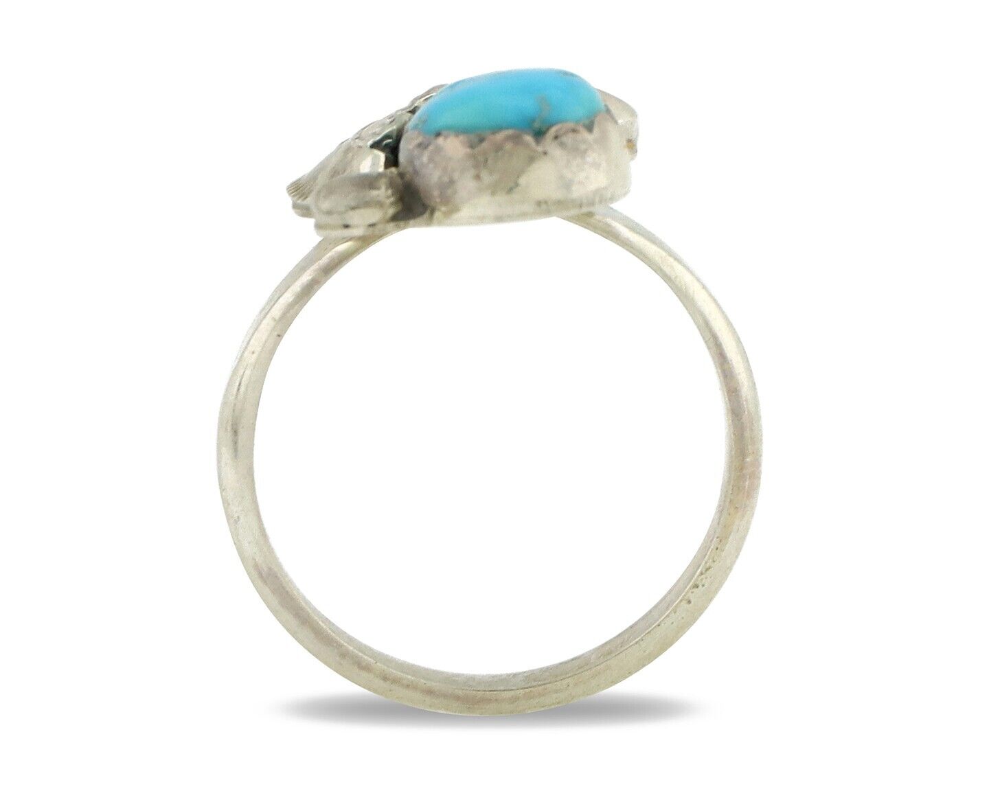 Zuni Ring 925 Silver Natural Mined Blue Turquoise Artist Signed Simplicio C.80's