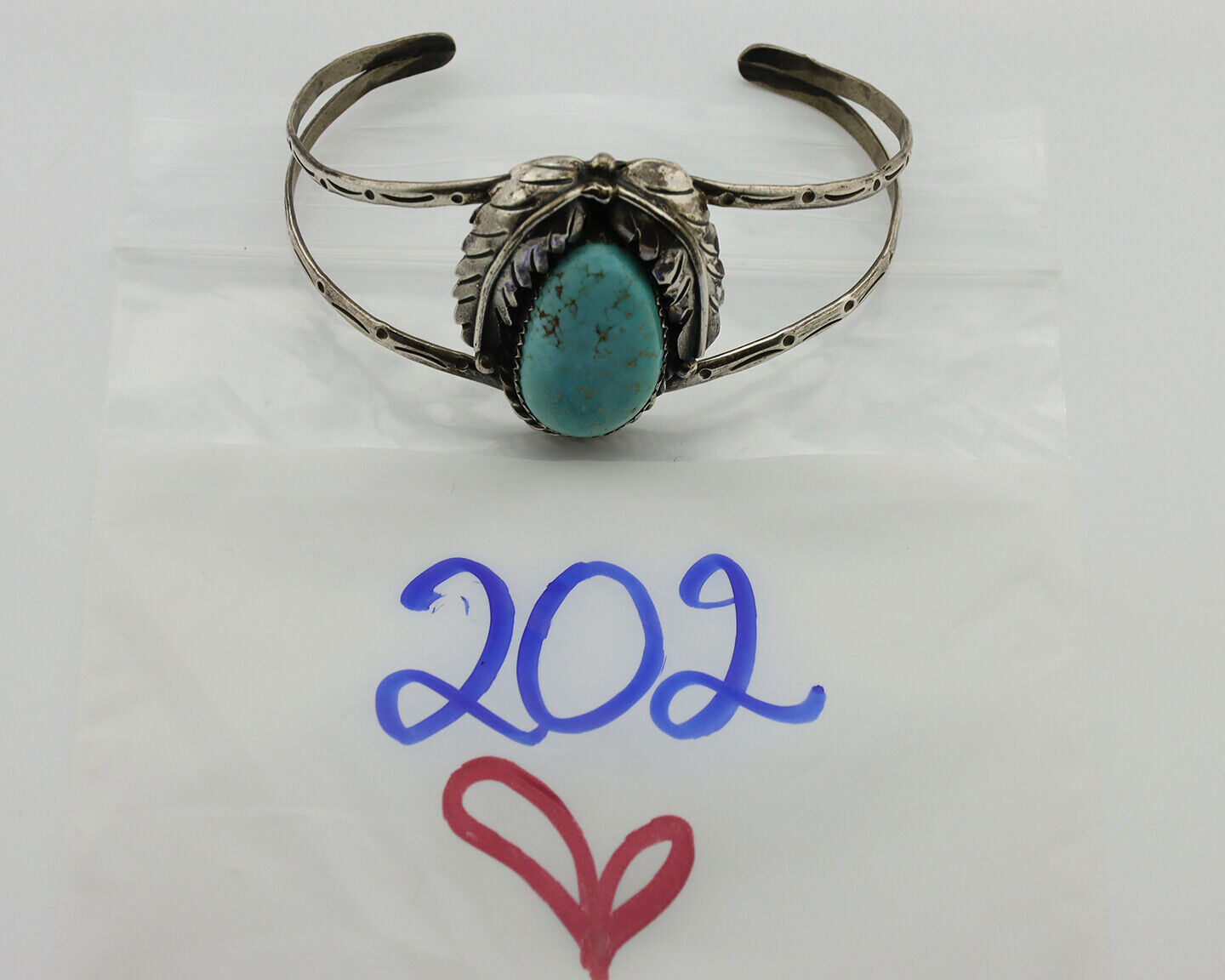 Navajo Bracelet .925 Silver Powder Blue Natural Turquoise Signed Sun C.80's