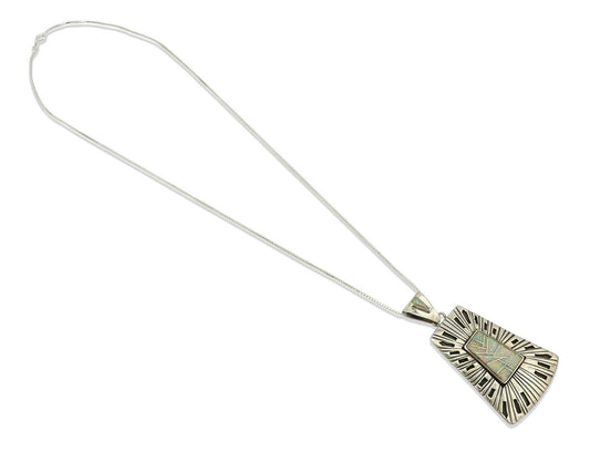 Navajo Handmade Pendant .925 Silver Opal Artist Signed Sun C.80's