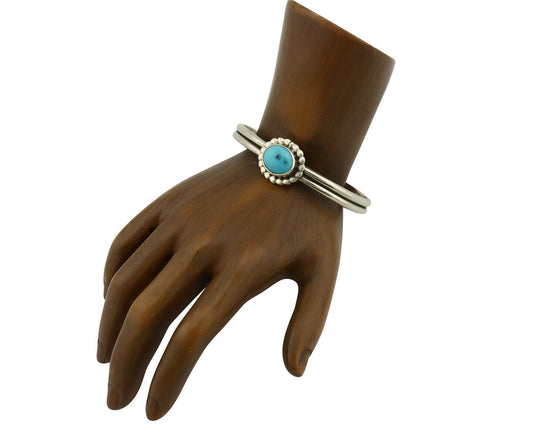 Navajo Bracelet .925 Silver Sleeping Beauty Turquoise Native American C.90's