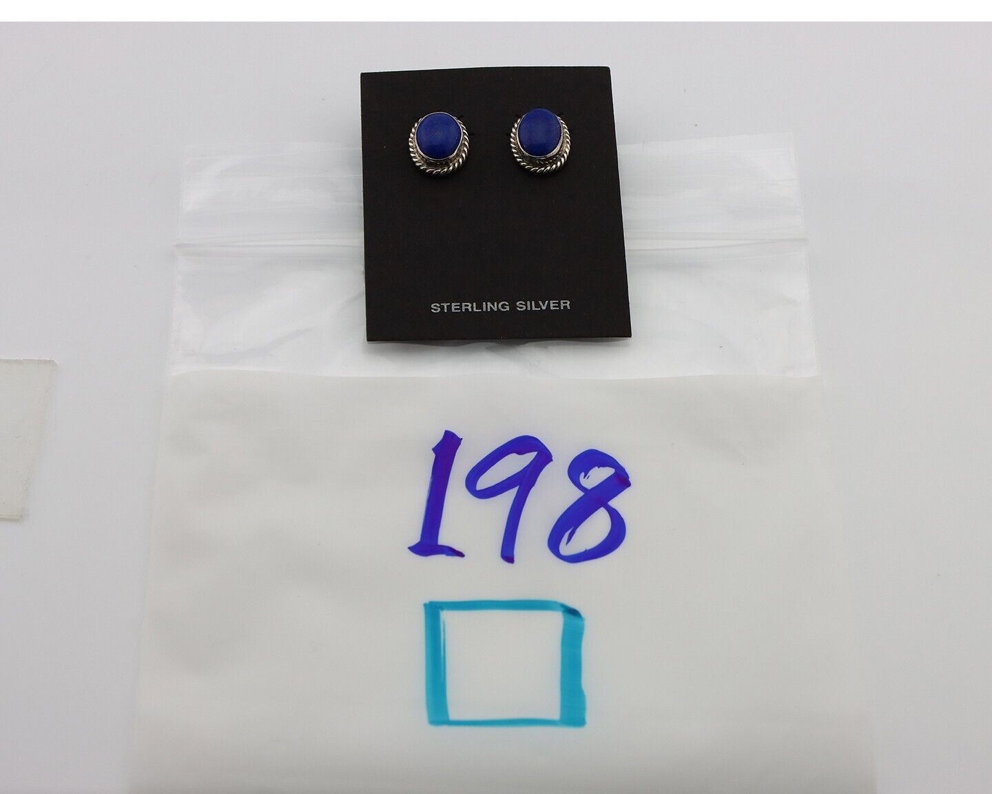 Navajo Earrings 925 Silver Natural Mined Lapis Native American Artist C80s