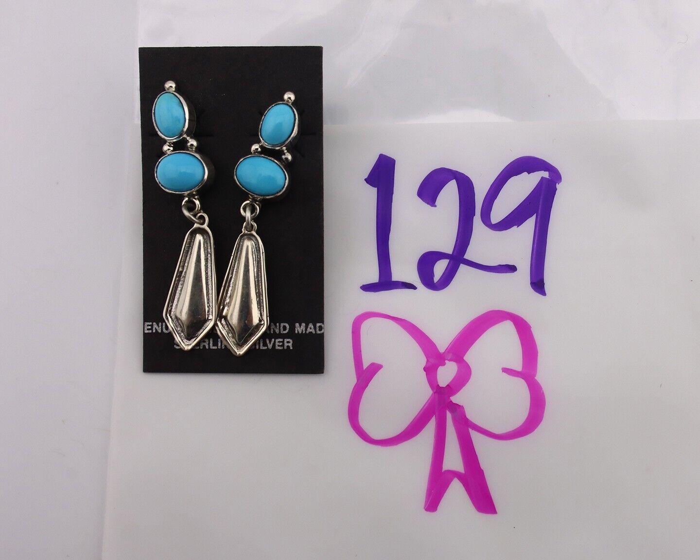 Navajo Earrings 925 Silver Natural Blue Turquoise Native American Earrings C80's
