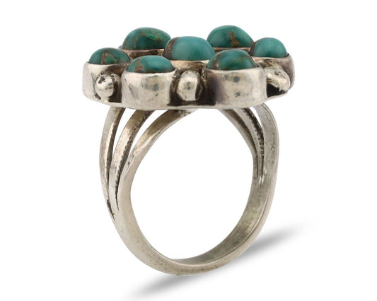 Navajo Ring .925 Silver Natural Blue Turquoise Artist Signed LP C.80's