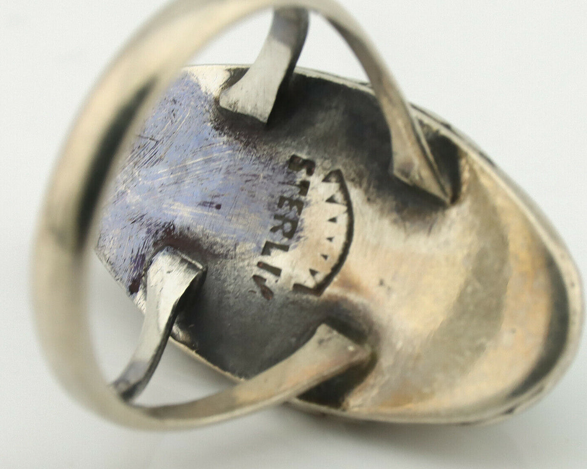 Navajo Ring .925 Silver Natural Turquoise Artist Signed Native American C.80's