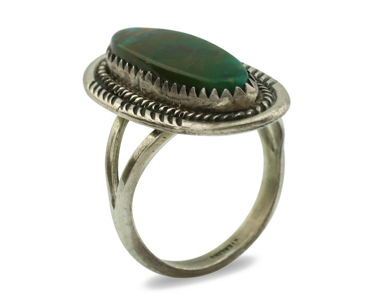 Navajo Ring .925 Silver Nevada Turquoise Signed M Begay C.1980's