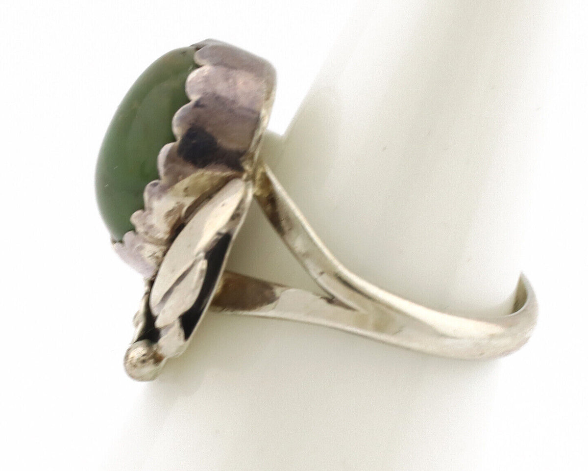 Navajo Ring .925 Silver Green Turquoise Native American Artist C.1980's