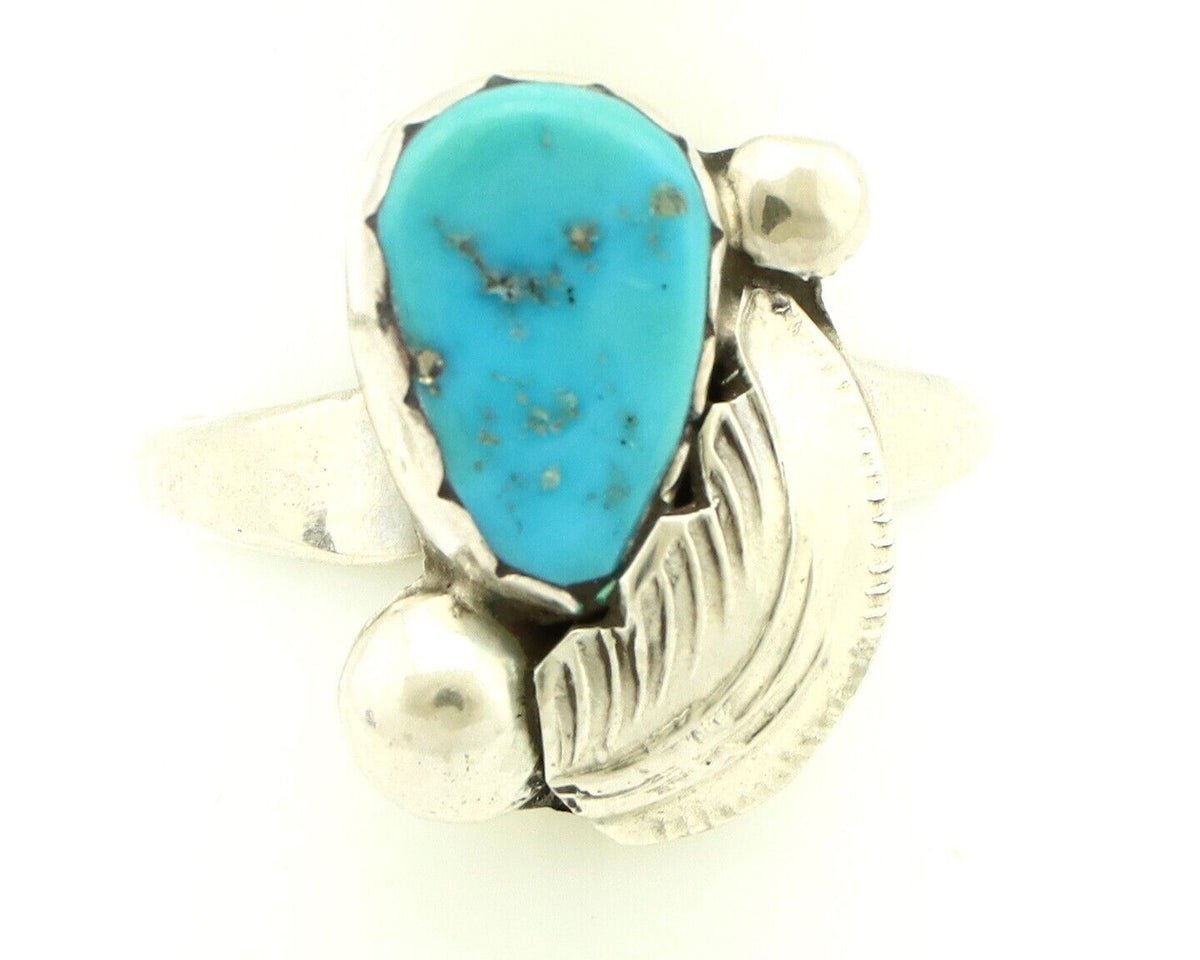 Zuni Ring 925 Silver Natural Blue Gem Turquoise Artist Signed Simplicio C.80's