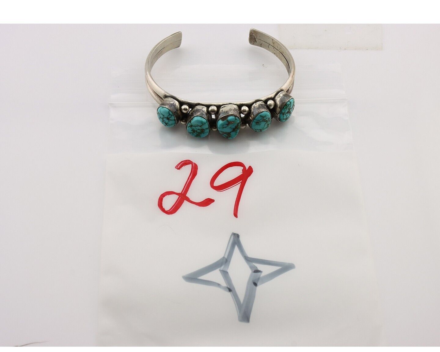 Navajo Bracelet 925 Silver Spiderweb Turquoise Artist Signed E SANDAVOL C80s