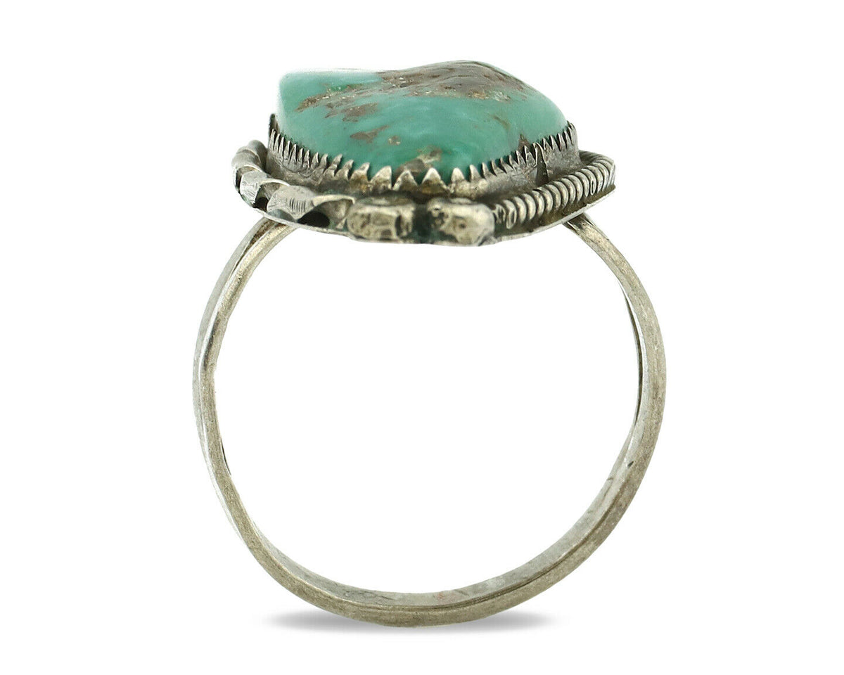 Navajo Ring .925 Silver Natural Aqua Turquoise Signed James Martin C.80's