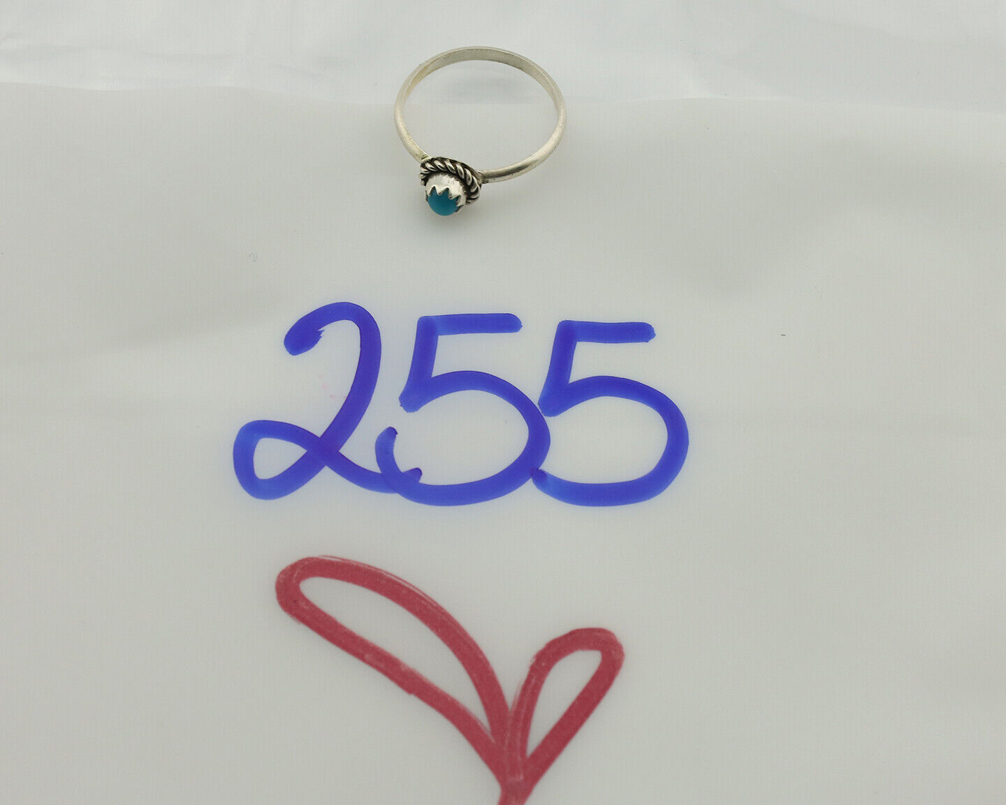 Navajo Ring .925 Silver Blue Turquoise Size 3.0 Native Artist C.1980s