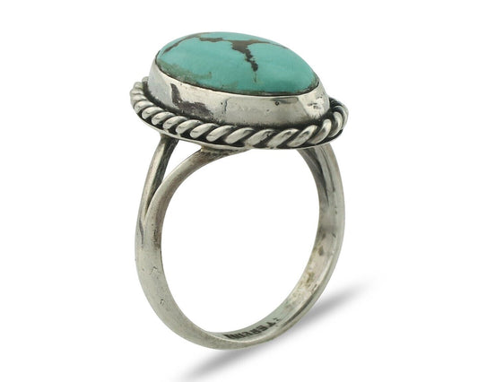 Navajo Ring .925 Silver Natural Blue Turquoise Native American Artist C.80's