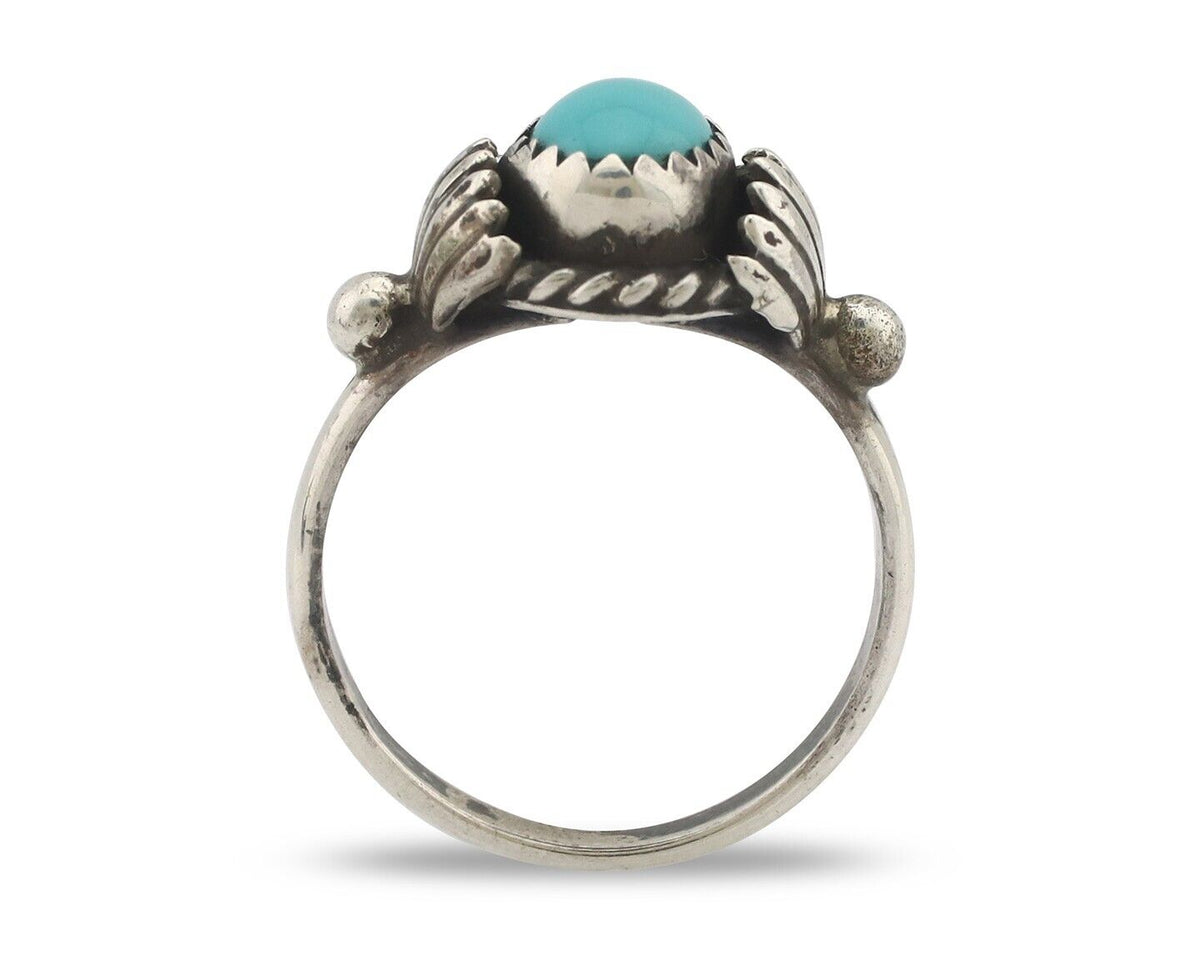 Navajo Handmade Ring 925 Silver Kingman Turquoise Native Artist C.80's
