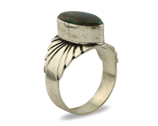 Navajo Ring .925 Silver Royston Turquoise Artist Signed Apache C.80's