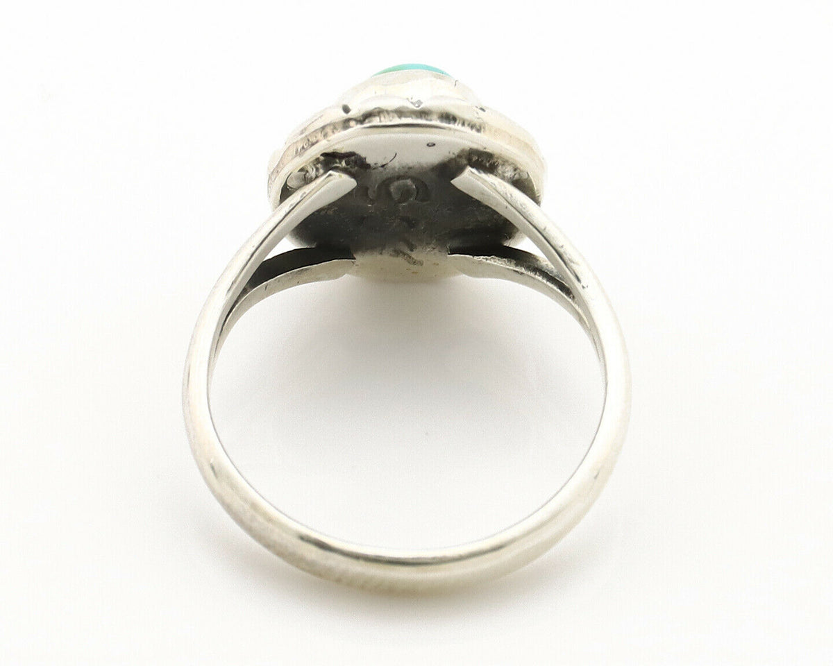Navajo Ring .925 Silver Kingman Turquoise Artist Signed Gecko C.90's