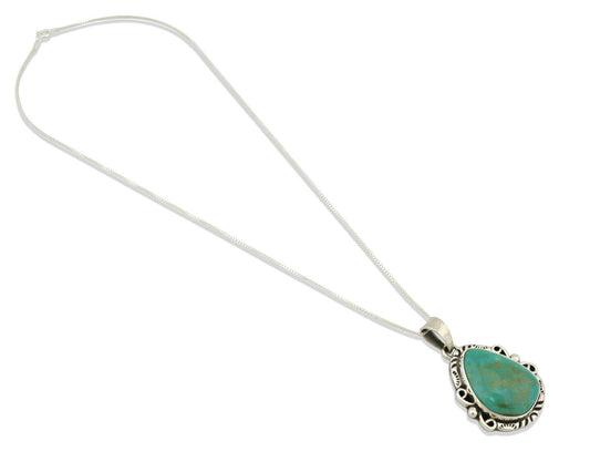 Navajo Pendant .925 Silver Kingman Turquoise Artist Signed Gecko C.80's