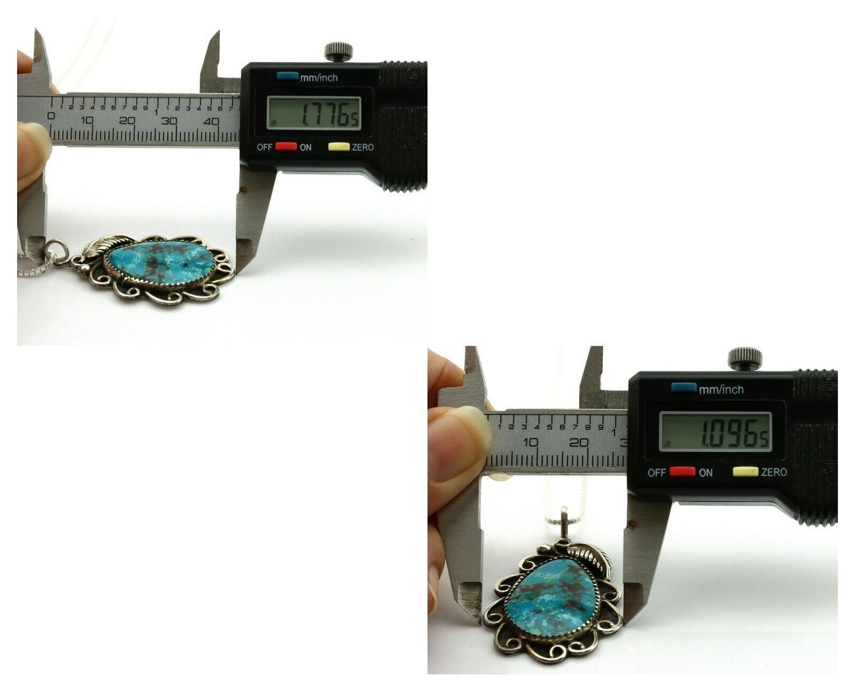 Navajo Necklace .925 Silver Nevada Turquoise Signed JR C.1980's