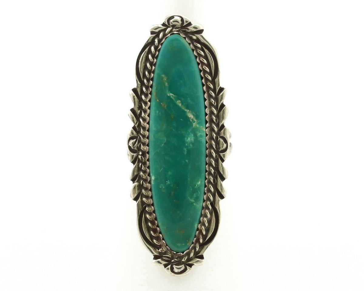 Navajo Ring .925 Silver Green Turquoise Signed Billy Eagle C.80's