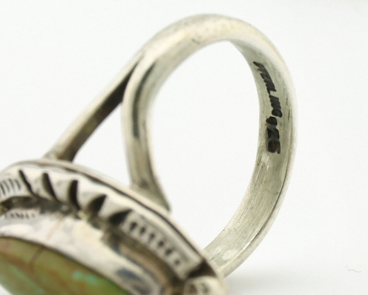 Navajo Ring .925 Silver Kingman Turquoise Artist Signed Gecko C.80's