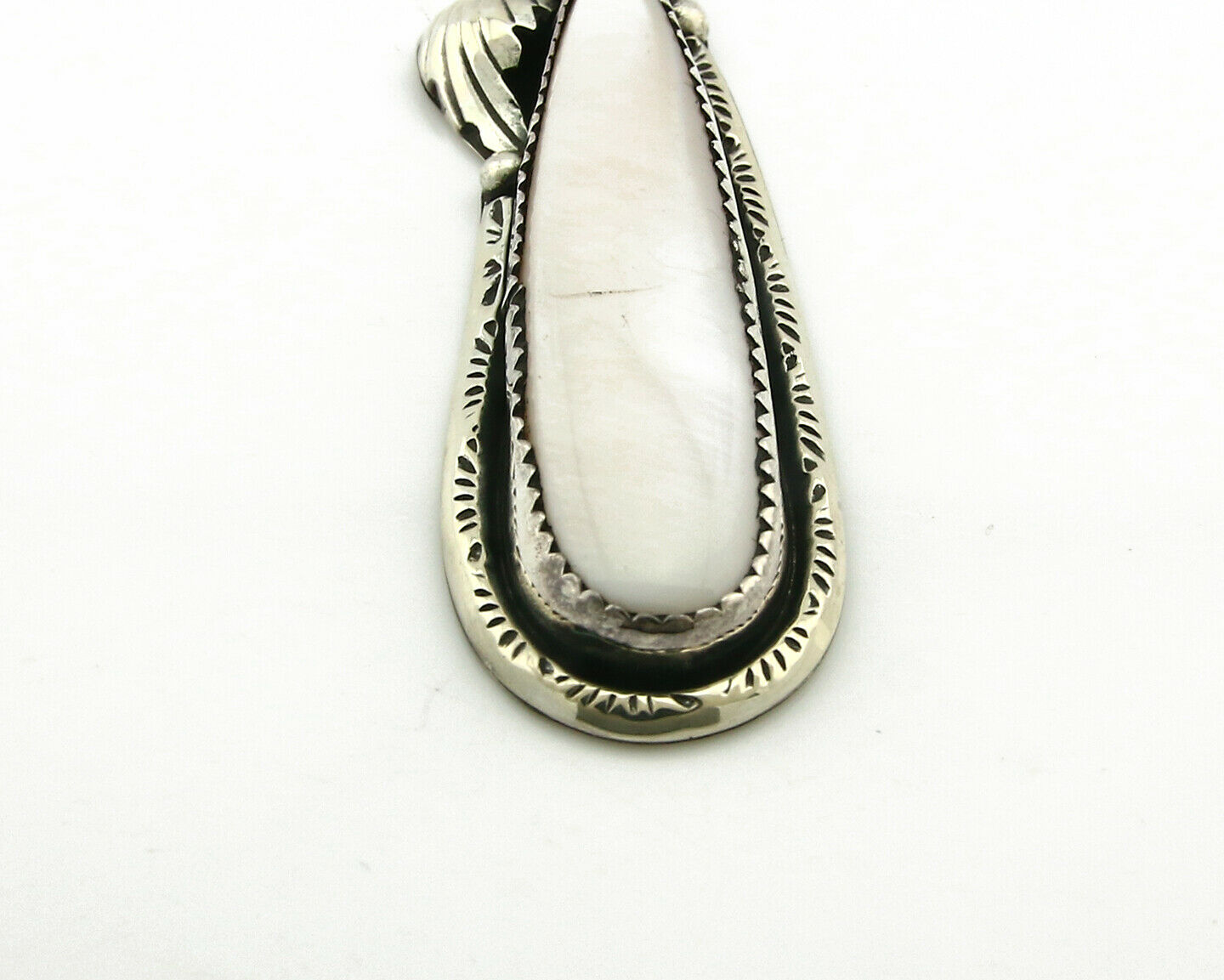 Navajo Pendant .925 Silver Real Natural Pink Mussel Signed Yazzie C.80's