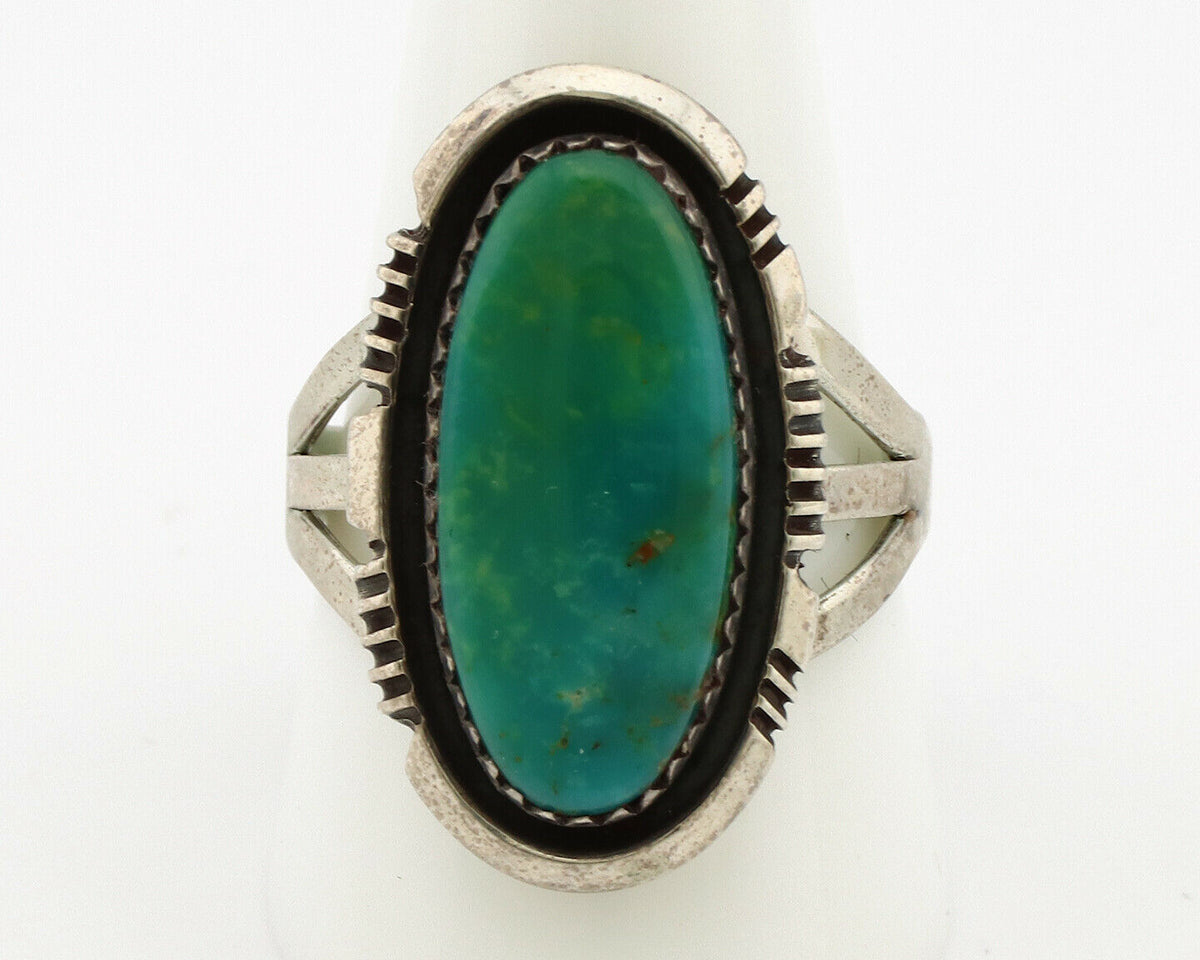 Navajo Ring .925 Silver Aqua Turquoise Native American Artist C.1980's