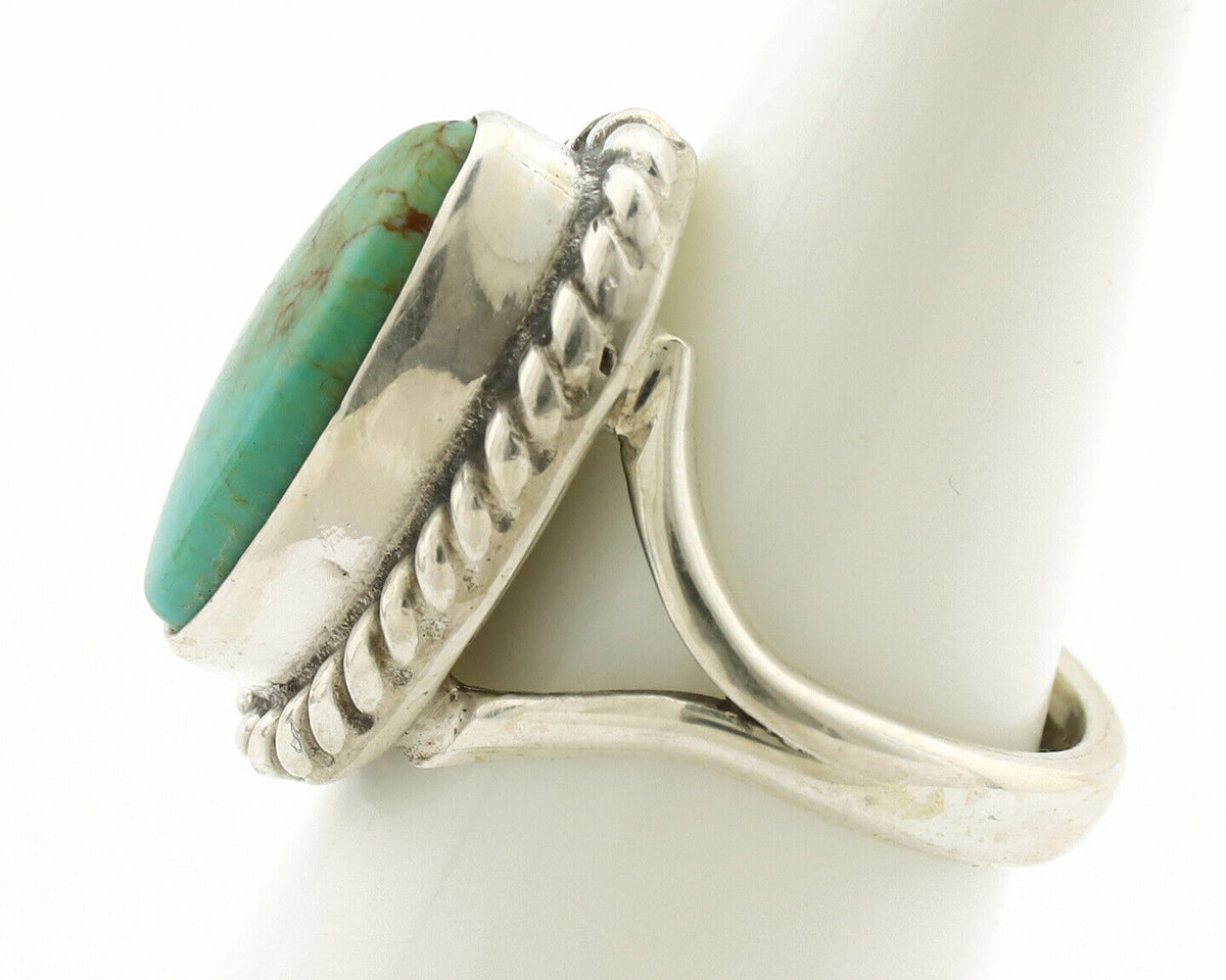 Navajo Ring .925 Silver Natural Mined Turquoise Artist Signed Gecko C.80's