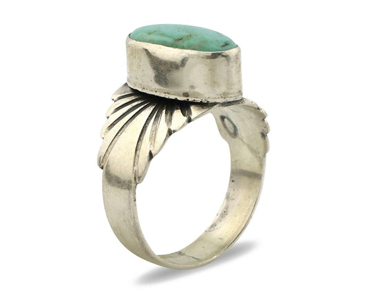 Navajo Ring .925 Silver Kingman Turquoise Artist Signed Apache C.80's