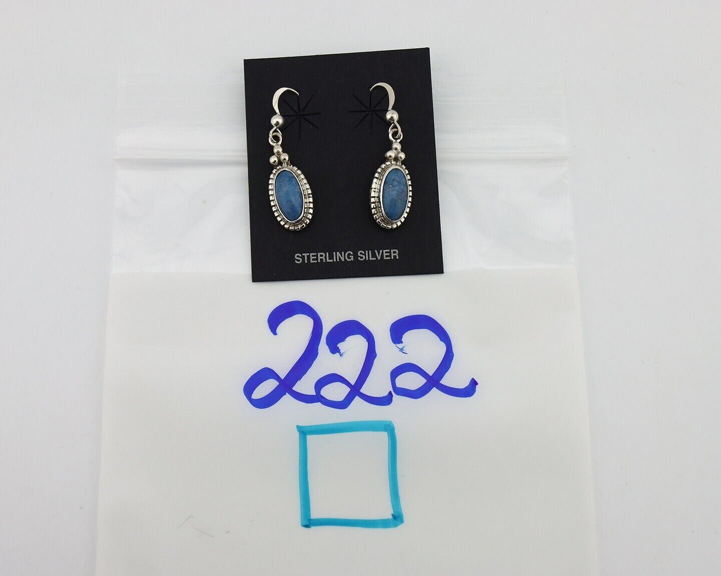 Navajo Earrings 925 Silver Natural Royal Blue Lapis Native American Artist C90s